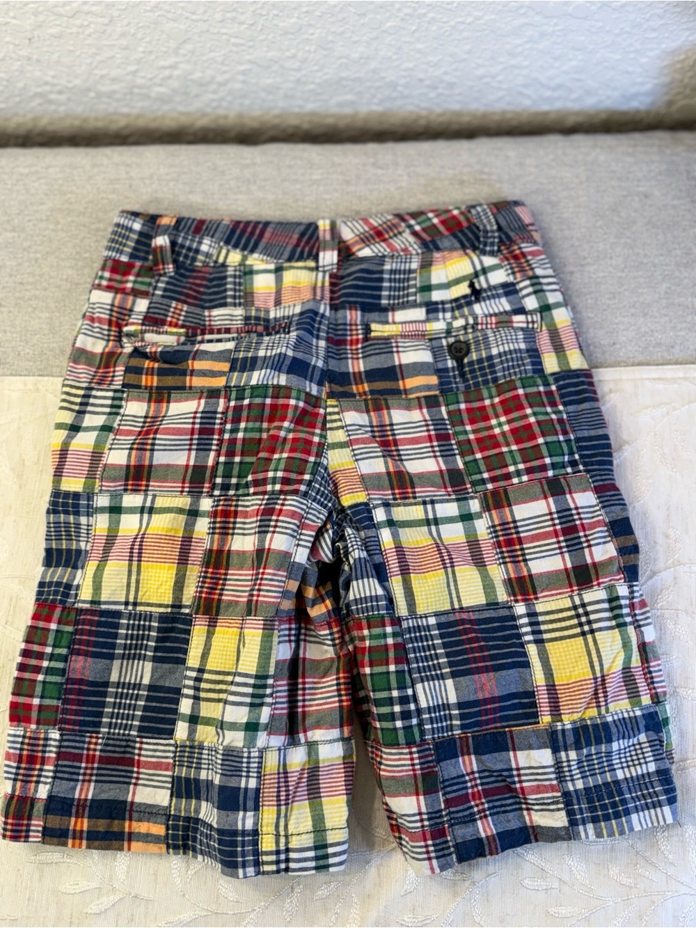 Polo Ralph Lauren Multicolor Patchwork Plaid Boys Long Shorts Size 8 - Picture 3 of 8